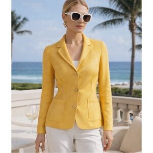 Colombo Cashmere Silk Blazer Yellow Hand Dyed Italian Leather Luxury Blazer 2